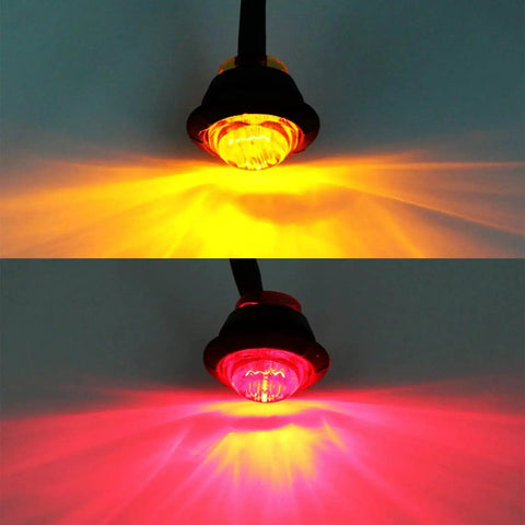 Round Three Quarter Inch LED Clearance Light Go To Universal 12V with Red and Amber Lighting