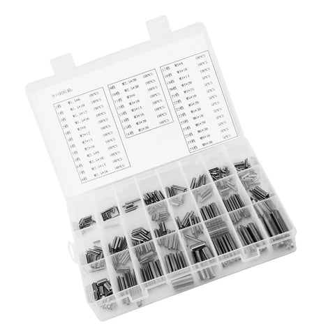 280 Piece Stainless Steel Roll Pin Kit With Slotted Metric Spring Pins M1.5 Through M8 in organized storage box