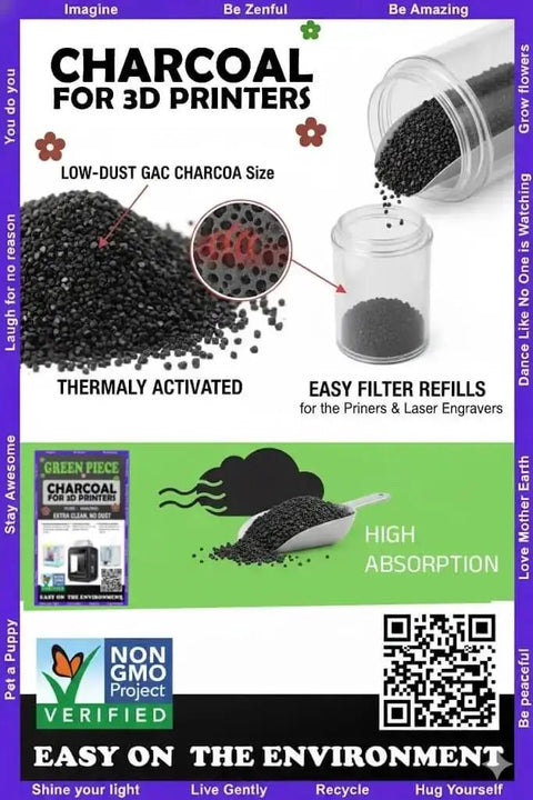 Thermally Activated GAC Carbon Filter For 3D Printers And Laser Engravers, Low Dust Charcoal, High Absorption Refill, 1 Lb pack