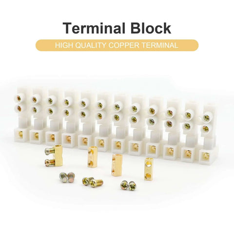 7 Piece 12 Position Dual Row Terminal Block Set For Electrical Wiring 10A 380V Barrier Strip Connector with 0.16 Inch Holes