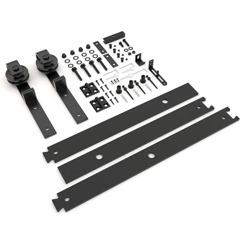 40 Inch Bifold Barn Door Hardware Kit For Two Doors With Heavy Duty Side Mounted Rollers For Smooth Sliding Fits Double 18 Inch Bifold Door Panels