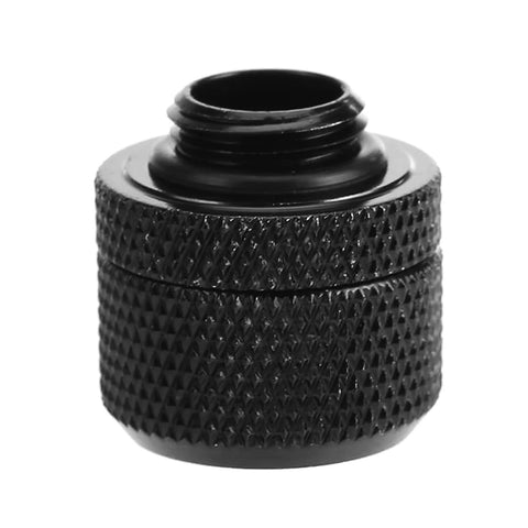 Black knurled compression fitting nut for G1/4 thread, 1/2 in OD soft tubing
