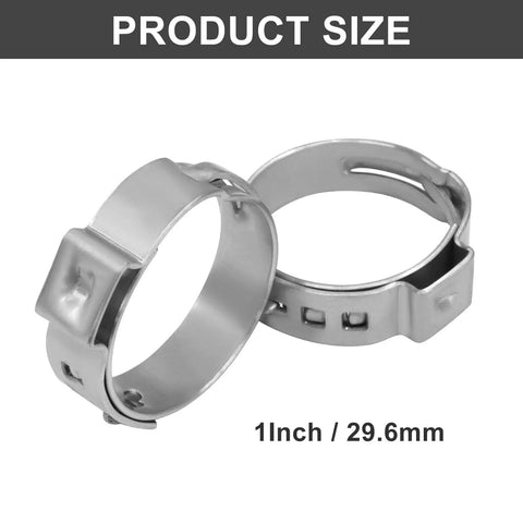 50 Pack Stainless Steel Cinch Clamps 1 Inch Crimp Rings Pinch Clamp Rings For PEX Tubing Pipe Fitting Connections Leak Proof Seal Rust Resistant