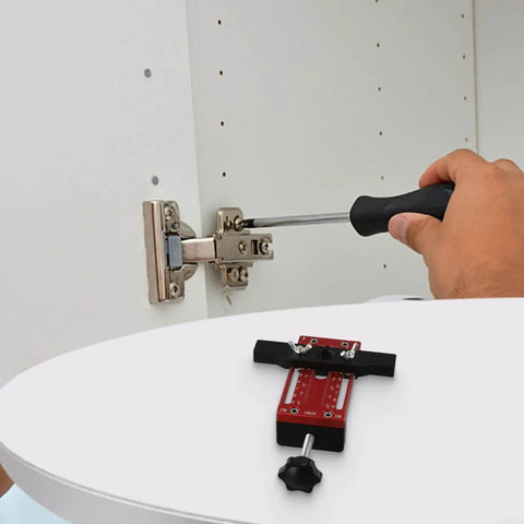 Using Heavy Duty Cabinet Door Positioner Clamp, Adjustable Aluminum Alloy Vertical Installation Tool For Precise Door Alignment in cabinet