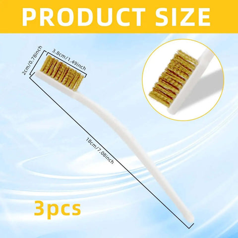Pro Grade Three Pack Brass Wire Brush Set For 3D Printer Nozzle Cleaning, dimensions 18cm handle with brass bristles