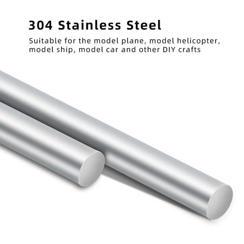 One Eighth Inch Stainless Steel Rod Eight Inch Solid Round Shaft For DIY Projects And Metalworking Hobbies, 304 Stainless Steel, Rust Resistant And Strong, Smooth Finish, Great For Crafting And Pro Builds, Five Pack Mellewell, showing two rods on a white background.