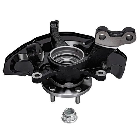 Front view of a front steering knuckles kit with wheel hub bearings for Toyota Camry 2007 2008 2009 2.4L replacement ready to install