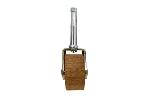 Brown Wood Wheel Stem Casters Set Of Two With Friction Mount For Lightweight Furniture, Wheel Diameter One And Five Eighths Inch
