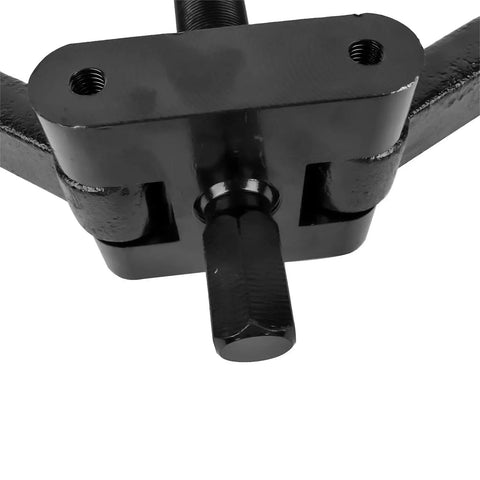 Close-up of lower bearing carrier puller replacement for Yamaha Johnson Evinrude Mercury Honda Mercruiser gearcase, black coated steel