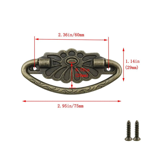 Four Antique Bronze Drop Swing Drawer Pulls With Screws Drop Bail Handles For Furniture Cabinets Cupboards Dresser Jewelry Box Vintage Rustic European Style Zinc Alloy 75mm Length By 29mm Width With 60mm Center Hole