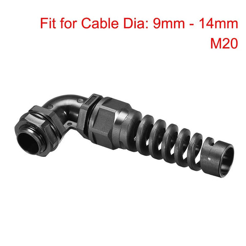 M20 Cable Gland 90 Degree Waterproof IP68 Nylon Junction with Strain Relief and Adjustable Locknut for 9 to 14 mm Cable Diameter