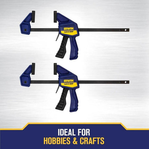 One Handed Micro Bar Clamp Set For Woodworking With Non Marring Pads Quick Release Trigger Four And A Quarter Inch Throat Great For Small Pieces In Tight Spaces Two Pack IRWIN Quick Grip