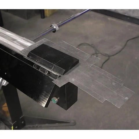 Close-up of 48 Inch Electro Sheet Metal Brake With 6 Ton Capacity, Magnetic Bender And Folding Tool, showing clamp bars.