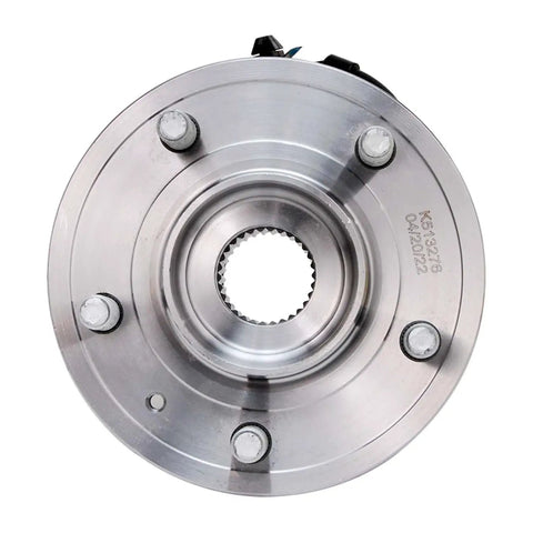 Top view of Beefed-Up Pair Front Wheel Bearing Hubs Assembly with 5 lugs and ABS for Chevy Captiva Sport 2012-2015, Equinox 2007-2009