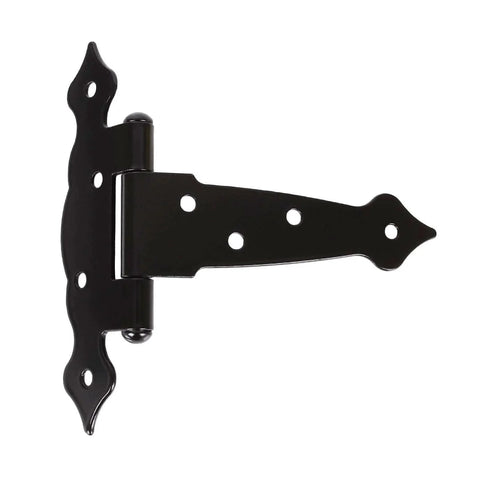 Single black 5-inch T hinge from Six Pack Heavy Duty 5 Inch Gate Hinges Strap Hinges For Barn Doors Shed Doors Outdoor T Hinge For Wood Fence