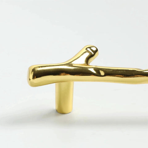 Gold Twig Branch Cabinet Knob Pulls 2 Pack Zinc Alloy Decorative Handles for Cabinets Wardrobes and Drawers 128mm