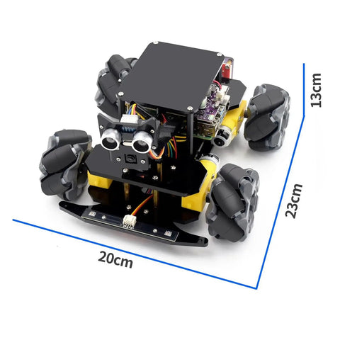 4WD Mecanum Wheel Smart Car Kit For Raspberry Pi 5 4B 3B 3B Plus Board Not Included With Line Tracking Light Tracing Obstacle Avoidance