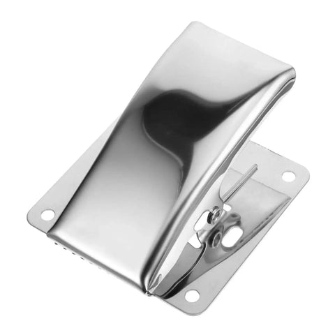 Stainless Steel Fish Cleaning Clamp Five Pack Multi Use Tail Stabilizer Tool With Deep Mouth Design, top view of single clamp