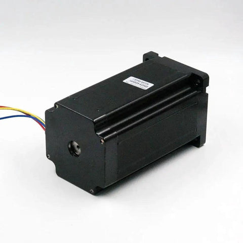 Nema 34 Stepper Motor 156mm Length With 12Nm Holding Torque For CNC Router Mill Lathe, black unit with wire connectors, side view