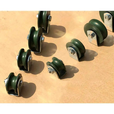 U Groove Track Wheel Set for Round Tubes Inverted Track Sliding Doors and Industrial Machines, heavy duty wheels array