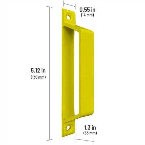 Multi Purpose Aluminum Door Handle And Cabinet Pull Knob In Yellow Slim Lightweight Design For Indoor And Outdoor Use with dimensions