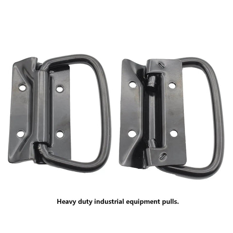 2 Pack Heavy Duty Black Metal Chest Handles for Wood and Metal Cases Surface Mount Ring Pull Handles for Cabinets