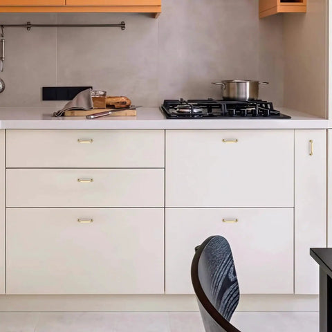 Modern kitchen cabinets with 10 Pack 3 Inch Champagne Bronze Cabinet Handles For Kitchen Bathroom Dresser And Closet Cabinets Solid Zinc Alloy Construction With Durable Finish And Smooth Edges Ideal For Modern Homes And Renovations, installed.