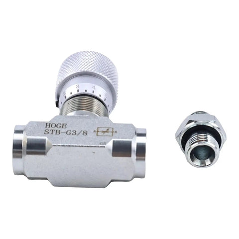 Hydraulic Flow Control Valve Bidirectional Throttle Valve STB-G3/8 fits mini excavator, showing L8 connectors, front view