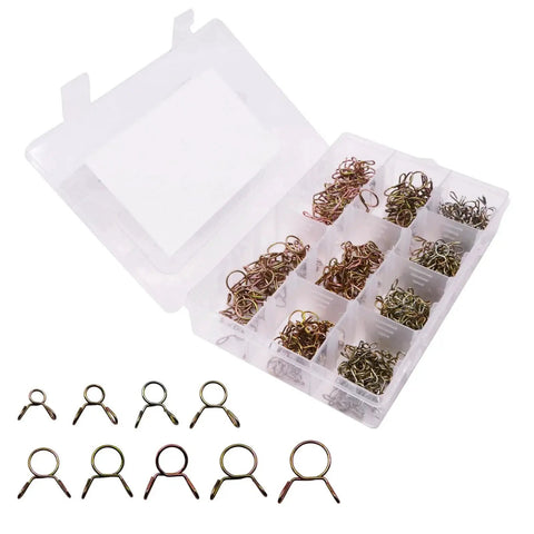 330 Piece Stainless Steel Spring Hose Clamps Assortment Kit 5 To 13 Mm Nine Sizes For Fuel Line Water Pipe Air Tubing Automotive Plumbing