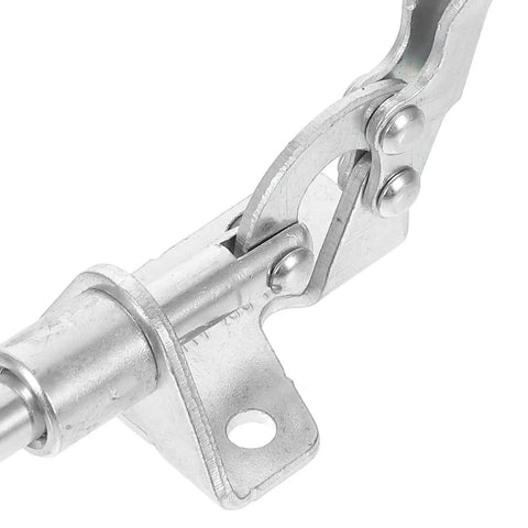 Close-up of metal horizontal toggle clamp with quick release mechanism, part of the Horizontal Toggle Clamps Set Of Four With Quick Release For Welding And Woodworking Push Pull Action For Jigs And Fixtures Multipurpose Clamp Kit For Electronics Automotive Repair And Furniture Projects 301a Fast Fix Mechanism.