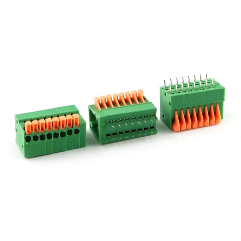 16 Position Spring Terminal Blocks PCB Connectors Kit 2x8 Pins 2.54mm Pitch Screwless 150V 2A on white background