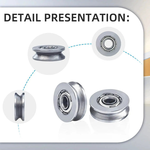 Detail view of 20 Pack V Groove Bearings V623ZZ carbon steel double shielded miniature pulley bearings for rail track linear motion system