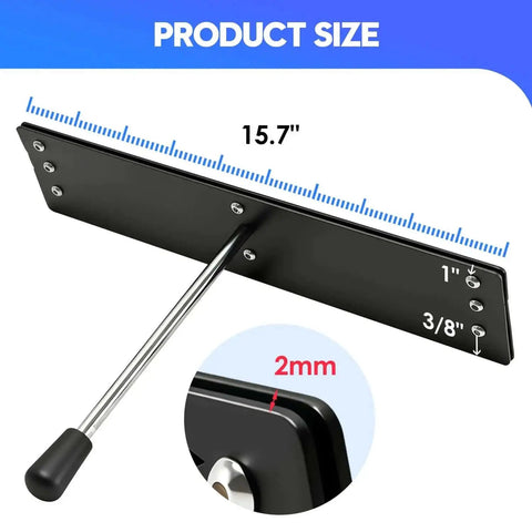 Fifteen Point Seven Inch Heavy Duty Sheet Metal Folding Hemming Tool Dual Side Bender with sight holes showing size dimensions