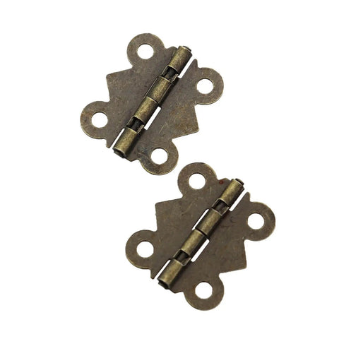 Antique Bronze Butterfly Hinge Set For Small Boxes And Craft Projects, 30 Pieces, 20x17mm, Includes 120 Screws, Iron Hardware