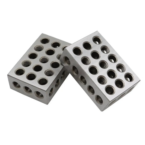Ultra Precision Machinist Block Set With 23 Holes Matched Pair 1x2x3 Inches Hardened Steel Setup Blocks For Wood And Metalworking Pro Grade Quality With 0.0003 Inch Squareness And 0.0002 Inch Parallelism Height Tolerance Plus Or Minus 0.0002 Inches Nakkaa