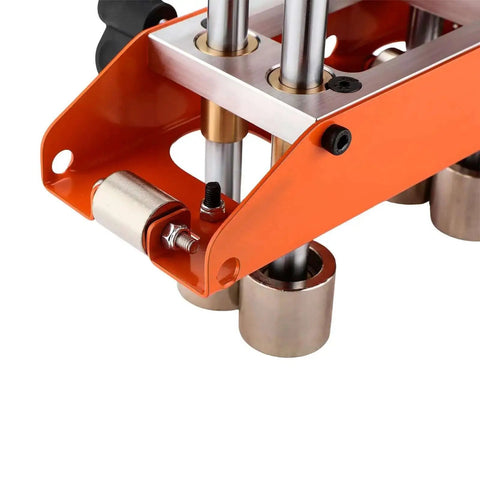 Close-up of 3-Station Sheet Metal Roller Bender for 0-90 Degree Bends, showing large radius roller and aluminum frame detail