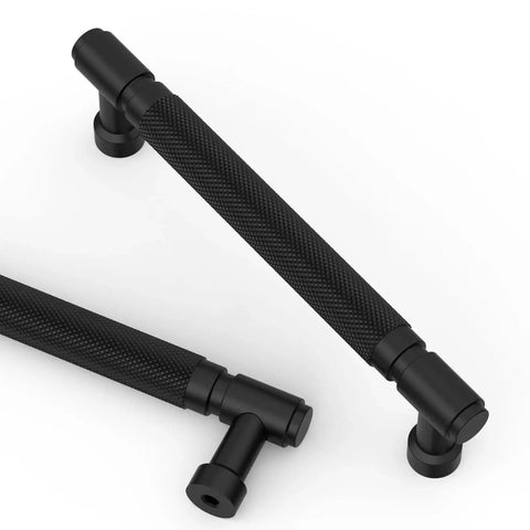 10 Pack 5 Inch Matte Black Knurled Cabinet Pulls For Kitchen Cabinets Cupboards And Drawers 128mm Length Durable Hardware