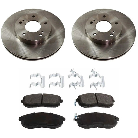 Brake Disc and Pad Kit for Nissan Maxima (1990-1999) front, includes two rotors, four ceramic pads, and hardware.