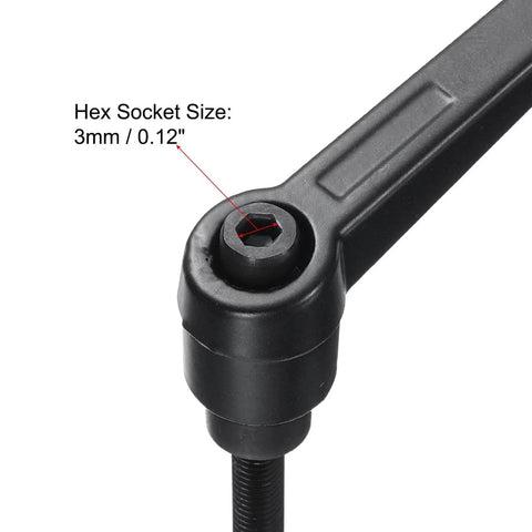 Adjustable Clamping Lever Set M6 Thread Push Button Ratchet Handle With Locked Rotating Screw Knobs Carbon Steel 3mm Hex Socket