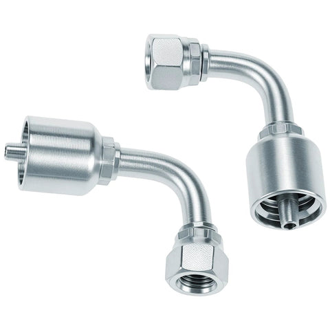 QWORK 1/4 in JIC 37° hydraulic fittings, 90° elbow, chrome-plated steel, 2-pack