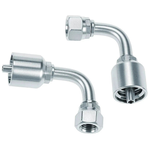 10 Pack One Quarter Inch Hydraulic Fittings Kit With One Quarter Inch JIC 37 Degree Female 90 Degree Swivel End Permanent Crimp Fittings For Hose Repair Leak Proof Connections Heavy Duty DIY Hydraulic Line Fix