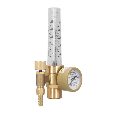 CO2 Welding Gas Regulator With Flowmeter Brass Body For MIG Welding, Adjustable Flow Zero to Twenty Five LPM, Durable Brass Construction