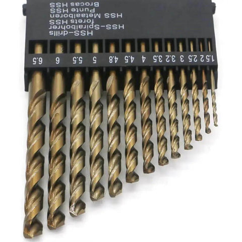 Pro Grade Cobalt Drill Bits Set 1.5mm To 6.5mm 13 Piece M35 HSS High Speed Steel With High Hardness Straight Shank in case