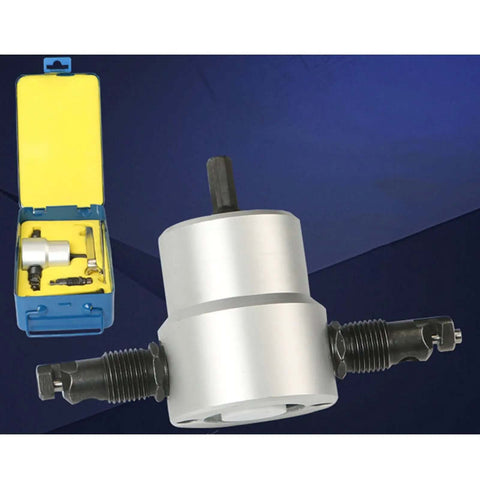 360 Degree Rotating Double Head Thin Sheet Metal Cutter Nibbler Drill Attachment with accessories and case