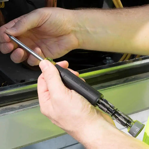 27 In 1 Precision Screwdriver Set With Onboard Storage And Rare Earth Magnet, 26 Precision Bits Plus A 3.5 Mm Nut Driver in use