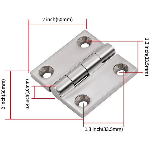 Laorde 316 stainless steel marine hinge, 2x2 inch heavy-duty boat hatch hinge, 4-pack with screws