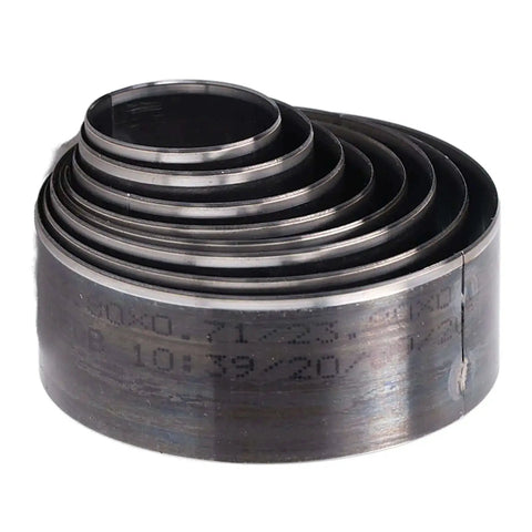 Rolled 8 Pcs Leather Cutting Dies Set in Alloy Steel, 25-60mm sizes, for efficient leather crafting. Durable, quick clean cuts.