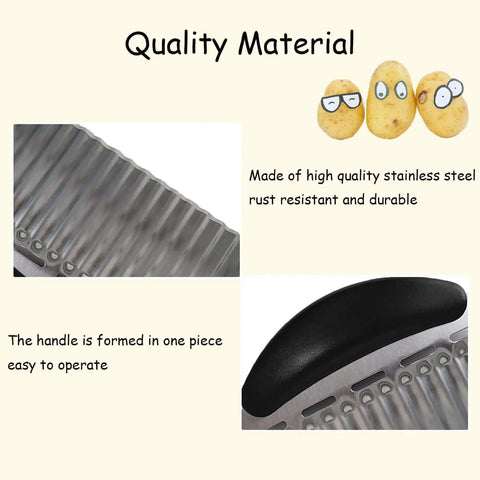 Crinkle Cutter For Veggies And Potatoes Stainless Steel Waffle Fry Cutter With Durable One Piece Handle Rust Resistant Kitchen Knife Ideal For Making French Fries And Veggie Chips At Home ULIFEBETTER