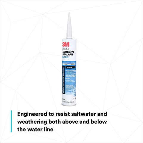 Marine Adhesive Sealant 5200 permanent structural polyurethane bonding and waterproof seal for boats and RVs above and below waterline, black, 10 fl oz cartridge non-sag.