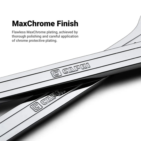 Ultra Thin Open End Wrench For Tight Clearance SAE One Half Inch By Nine Sixteenths Inch, Fifteen Degree Angled Head, Steel
